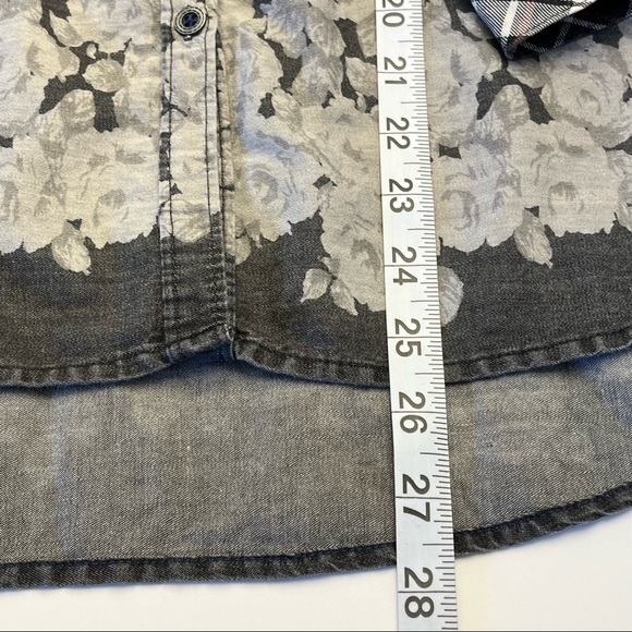 Free People Womens Long Sleeve Mixed Media Floral Dark Gray Boho Button … - Picture 2 of 12